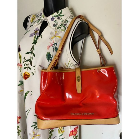 DOONEY & BOURKE Red Tan Large Leather Tote Bag - Picture 8 of 11